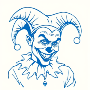 Blue Ink Minimal Shading Jester Tattoo