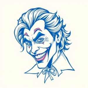 Blue Ink Minimal Shading Joker Tattoo