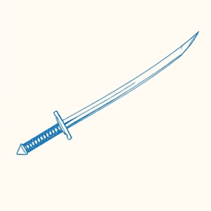 Blue Ink Minimal Shading Katana Tattoo