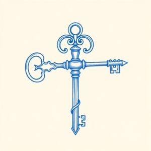 Blue Ink Minimal Shading Key Tattoo