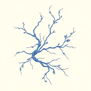 Blue Ink Minimal Shading Kintsugi Tattoo