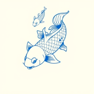Blue Ink Minimal Shading Koi Tattoo