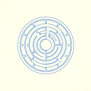 Blue Ink Minimal Shading Labyrinth Tattoo
