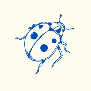 Blue Ink Minimal Shading Ladybug Tattoo