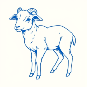 Blue Ink Minimal Shading Lamb Tattoo