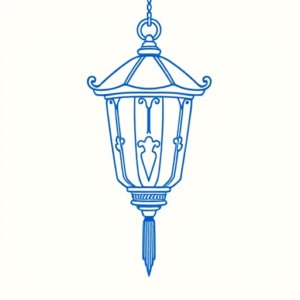 Blue Ink Minimal Shading Lantern Tattoo