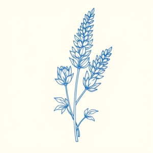 Blue Ink Minimal Shading Lavender Tattoo