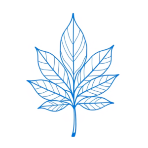 Blue Ink Minimal Shading Leaf Tattoo
