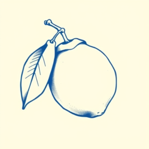 Blue Ink Minimal Shading Lemon Tattoo