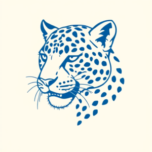Blue Ink Minimal Shading Leopard Tattoo