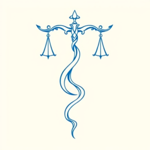 Blue Ink Minimal Shading Libra Tattoo