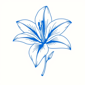 Blue Ink Minimal Shading Lily Tattoo