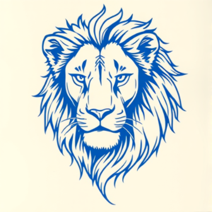 Blue Ink Minimal Shading Lion Tattoo