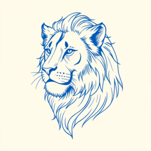 Blue Ink Minimal Shading Lioness Tattoo