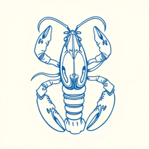 Blue Ink Minimal Shading Lobster Tattoo