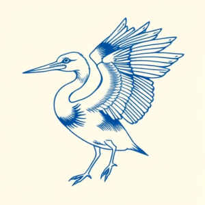 Blue Ink Minimal Shading Loon Tattoo