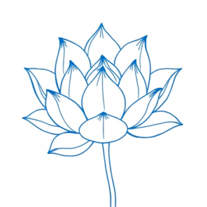 Blue Ink Minimal Shading Lotus Tattoo