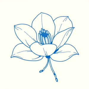 Blue Ink Minimal Shading Magnolia Tattoo