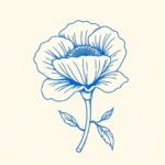 Blue Ink Minimal Shading Marigold Tattoo