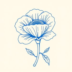 Blue Ink Minimal Shading Marigold Tattoo