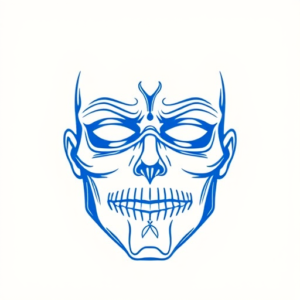 Blue Ink Minimal Shading Mask Tattoo