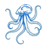 Blue Ink Minimal Shading Medusa Tattoo