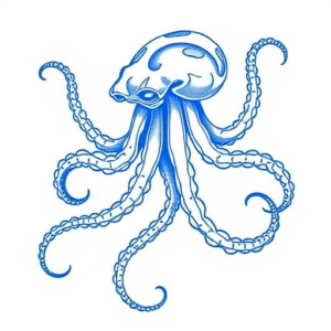 Blue Ink Minimal Shading Medusa Tattoo