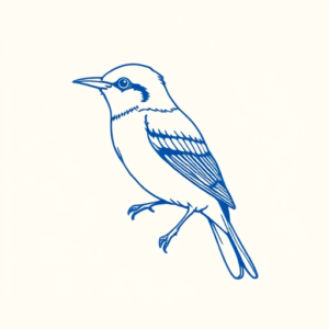 Blue Ink Minimal Shading Mockingbird Tattoo