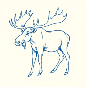 Blue Ink Minimal Shading Moose Tattoo
