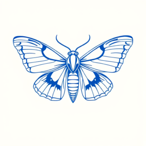Blue Ink Minimal Shading Moth Tattoo