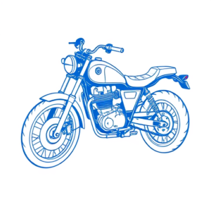 Blue Ink Minimal Shading Motorcycle Tattoo
