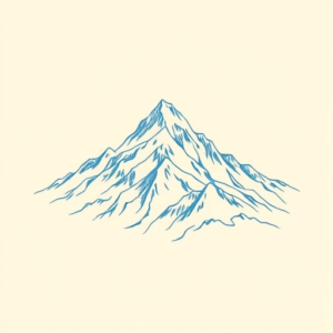 Blue Ink Minimal Shading Mountain Tattoo