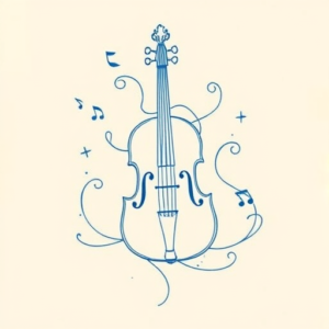 Blue Ink Minimal Shading Music Tattoo
