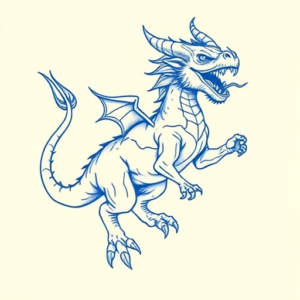 Blue Ink Minimal Shading Mythosaur Tattoo