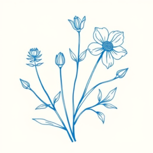 Blue Ink Minimal Shading Nature Tattoo