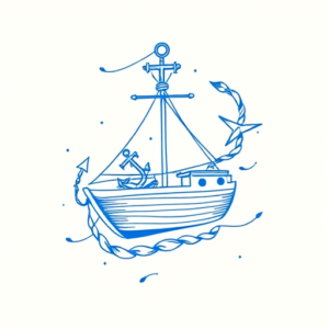 Blue Ink Minimal Shading Nautical Tattoo