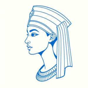 Blue Ink Minimal Shading Nefertiti Tattoo
