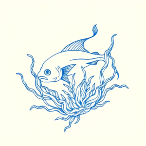 Blue Ink Minimal Shading Ocean Tattoo