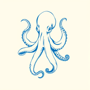 Blue Ink Minimal Shading Octopus Tattoo