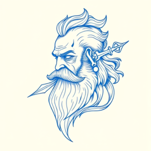 Blue Ink Minimal Shading Odin Tattoo