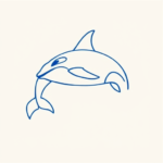 Blue Ink Minimal Shading Orca Tattoo