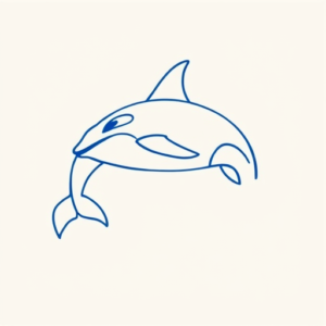 Blue Ink Minimal Shading Orca Tattoo