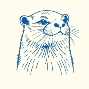 Blue Ink Minimal Shading Otter Tattoo