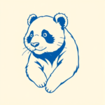 Blue Ink Minimal Shading Panda Tattoo