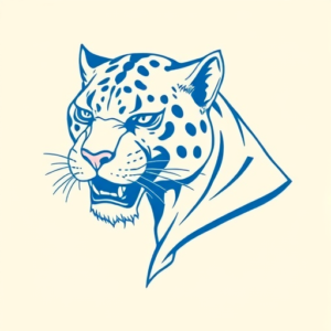 Blue Ink Minimal Shading Panther Tattoo