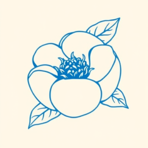 Blue Ink Minimal Shading Peach Tattoo