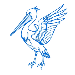 Blue Ink Minimal Shading Pelican Tattoo
