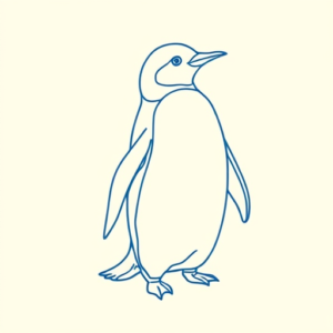 Blue Ink Minimal Shading Penguin Tattoo
