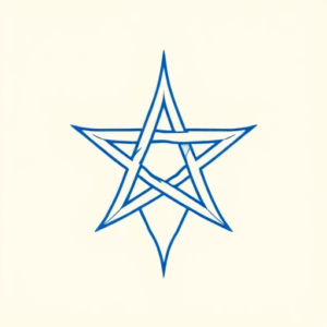 Blue Ink Minimal Shading Pentagram Tattoo
