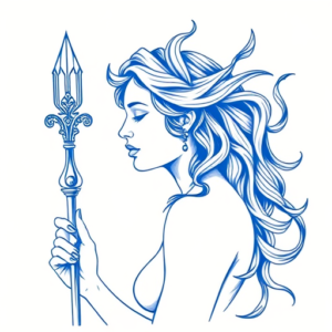 Blue Ink Minimal Shading Persephone Tattoo